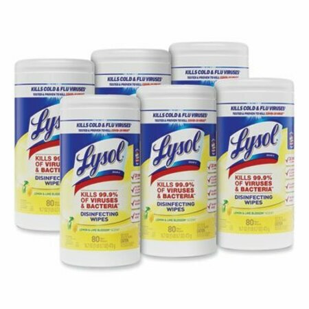 RECKITT BENCKISER LYSOL, DISINFECTING WIPES, 7 X 8, LEMON AND LIME BLOSSOM, 80 WIPES/CANISTER 77182EA